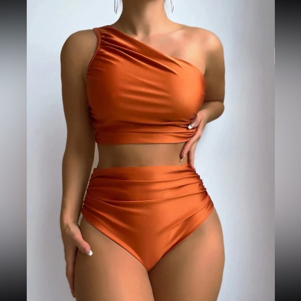 One shoulder high waisted bikini swimsuit
